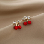 Cherry Sparkle Crystal Stud Earrings