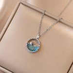 Dancing Dolphin Wave Necklace – Ocean-Inspired Crystal Pendant
