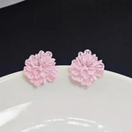 Trendy Floral Fabric Stud Earrings in Baby Pink