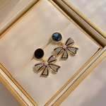 Midnight Charm Bow Drop Earrings