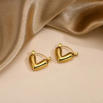 Trendy Gold Plated Puffy Heart Hoop Earrings