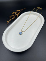 Celeste Charm Pendant – Square Blue Stone Necklace