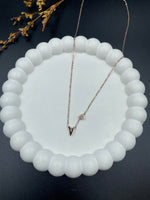 Rose Gold Heart & Initial "V" Pendant Necklace