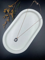 Midnight Glow Pendant – Black Enamel & Emerald-Cut Zircon Necklace