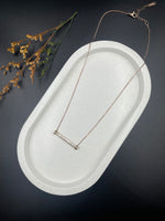 Luna Beam – Rose Gold Bar Pendant Necklace with Mother of Pearl Inlay