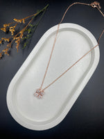 Rose Gold Interlocking Heart & Crescent Moon Dual Pendant Necklace