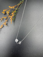 Sterling Silver Floral Bloom Necklace with CZ Crystals