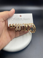 Classic Gold & Pearl Hoop Earring Set – 5 Pairs