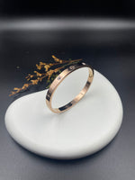 Rose Gold Signature Screw Bangle with CZ Accents