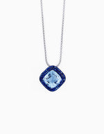 White Gold Necklace With Sapphire And Blue Topaz Pendant