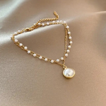 Dual Layer Pearl Charm Bracelet – Gold Finish