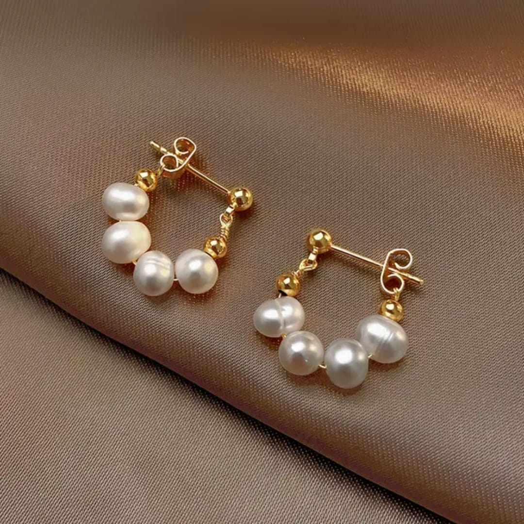 TGO Luxe Baroque Pearl Hoop Earrings