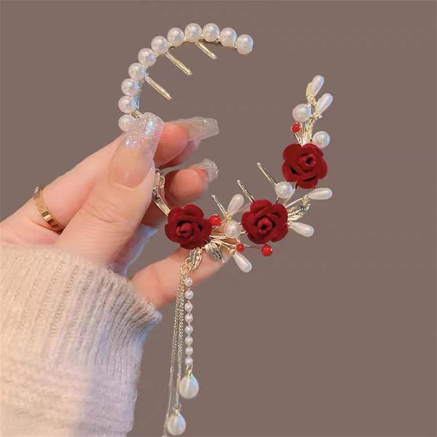 Royal Rose Pearl Hair Comb Clip