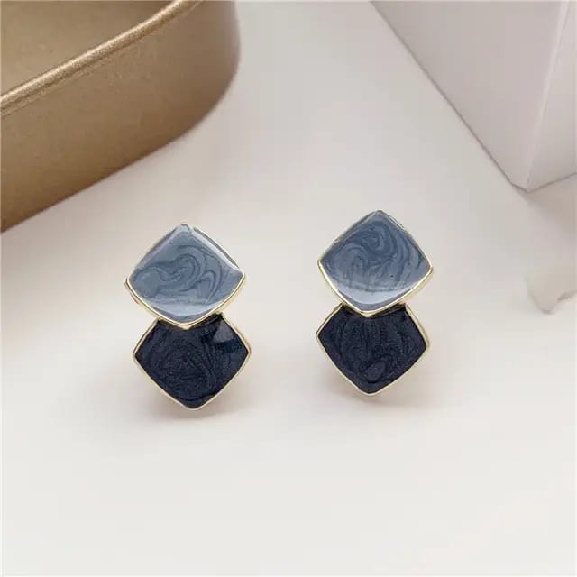 Midnight Marble Duo Studs.