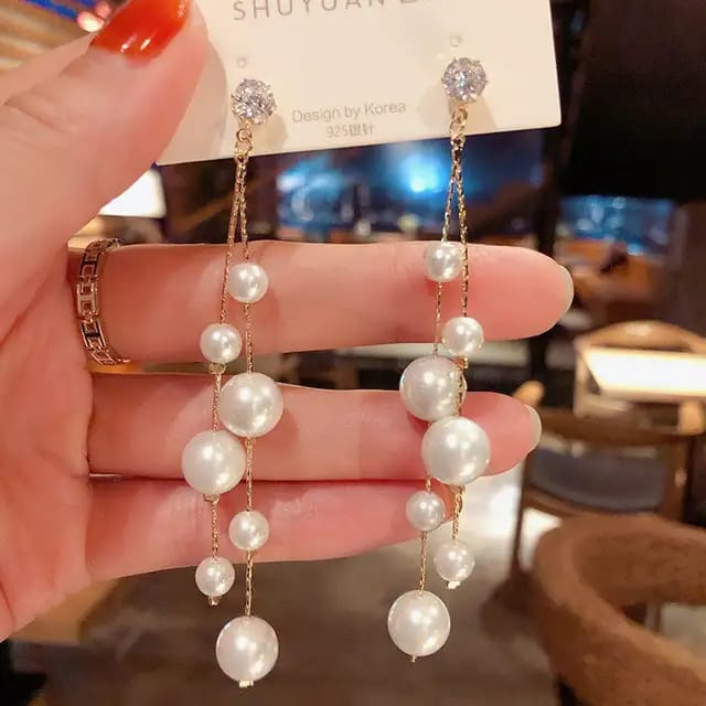 Celeste Strings – Floating Pearl Dangles