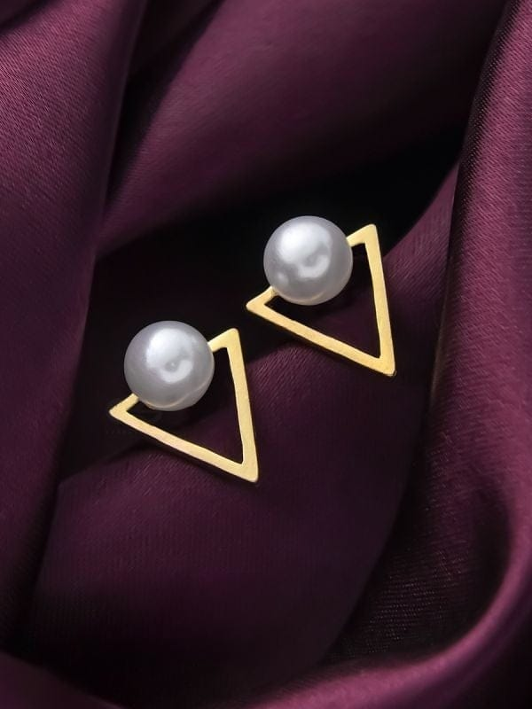 GeoPearl Minimalist Stud Earrings