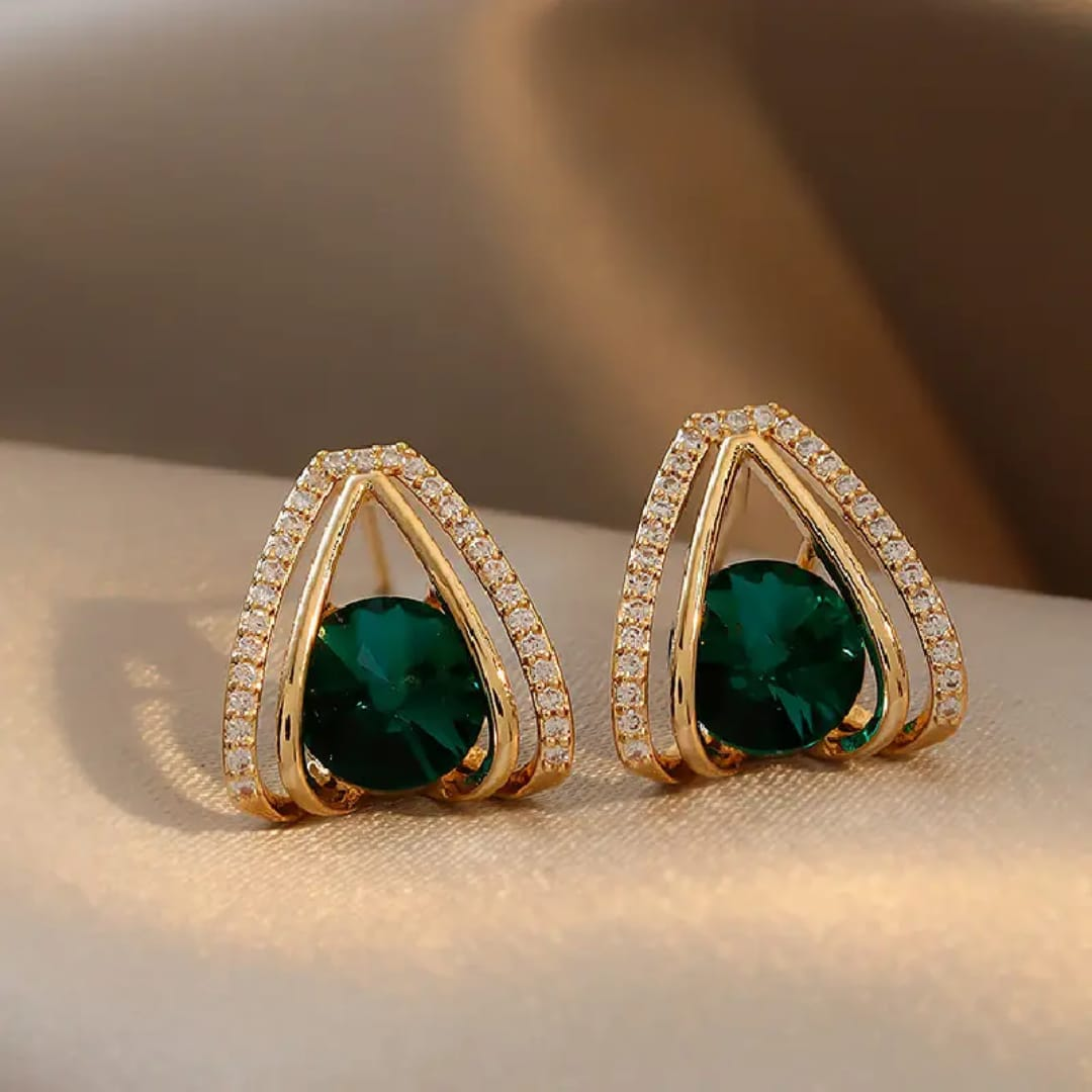 Emerald Luxe Pyramid Earrings.