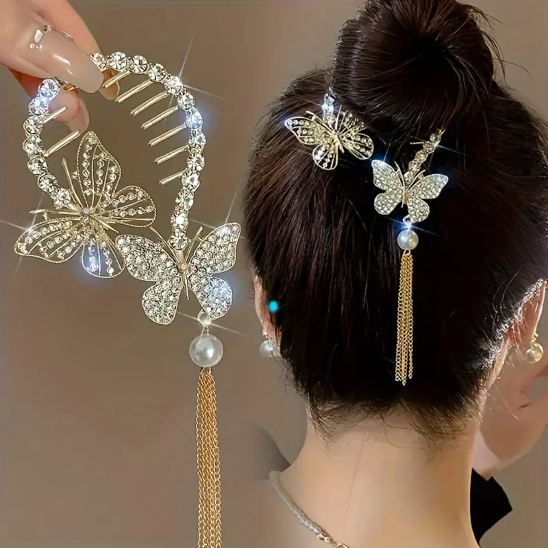 Enchanted Butterfly Crystal Hair Comb.