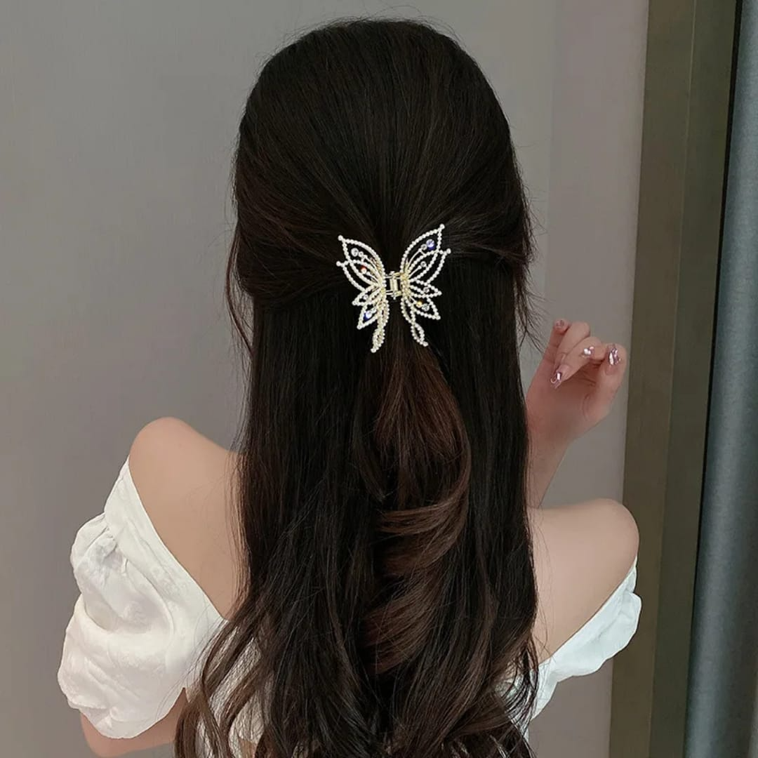 Celestial Butterfly Pearl Hair Claw
