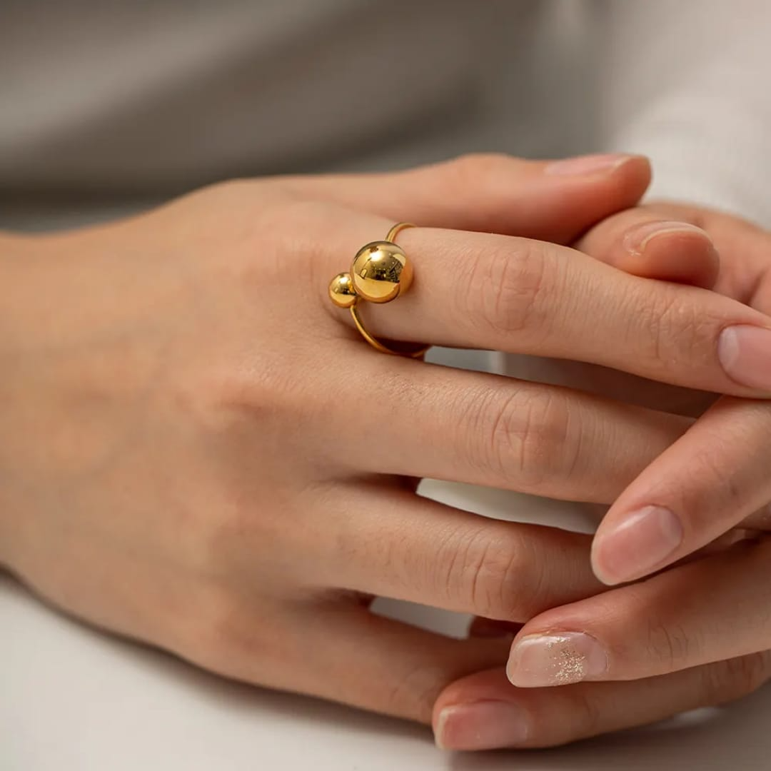 Golden Orbit Statement Ring