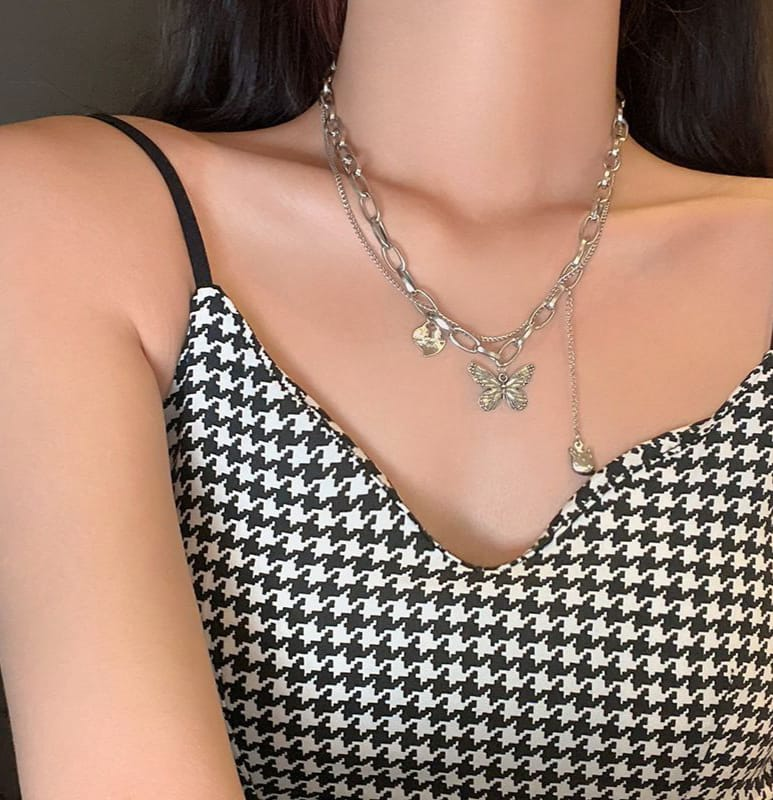 Luna Layers Butterfly Necklace – Multi-Chain Statement Piece