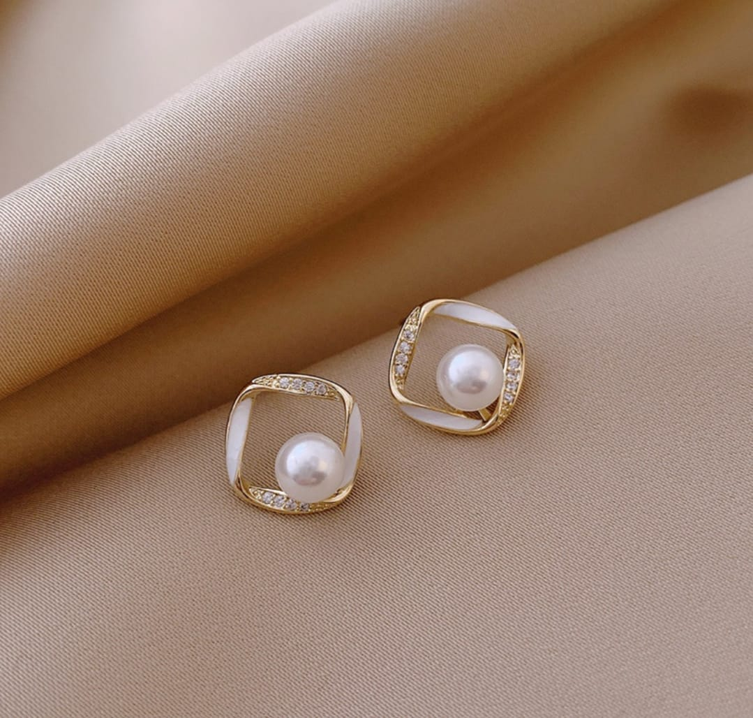 Lustrous Grace Pearl Stud Earrings