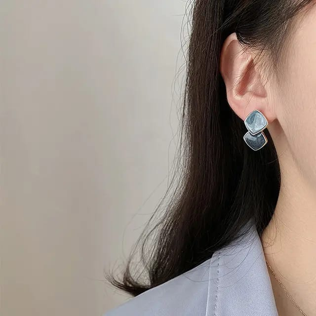 Midnight Marble Duo Studs.