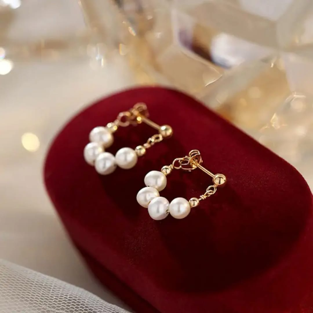 Golden Grace Pearl Loop Earrings