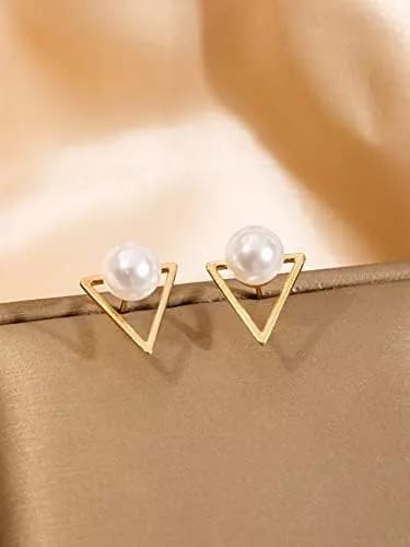 GeoPearl Minimalist Stud Earrings