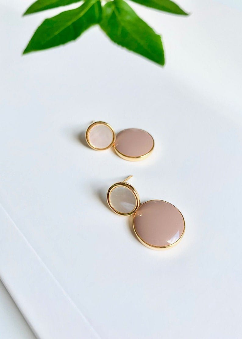 Blush Glow Dual-Tone Drop Earrings