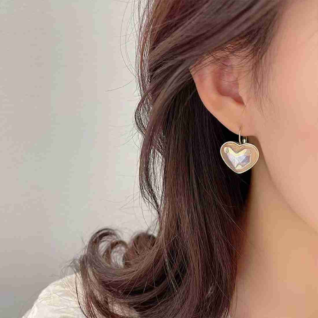Lustrous Love Heart Drop Earrings