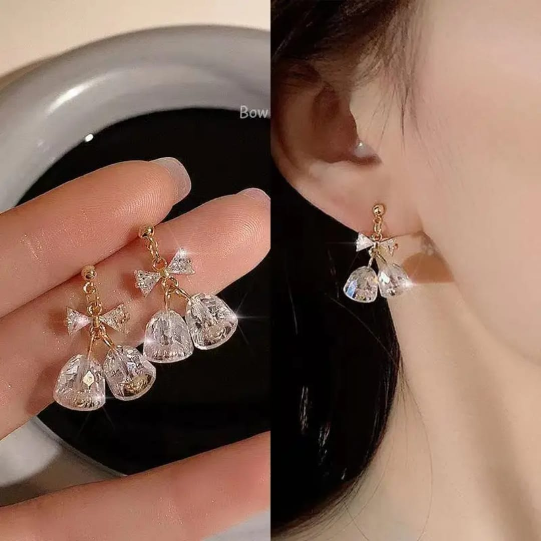Crystal Bell Charm Earrings