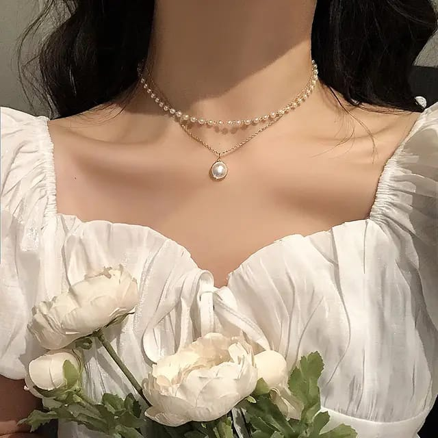 Luna Pearl Layered Necklace Set