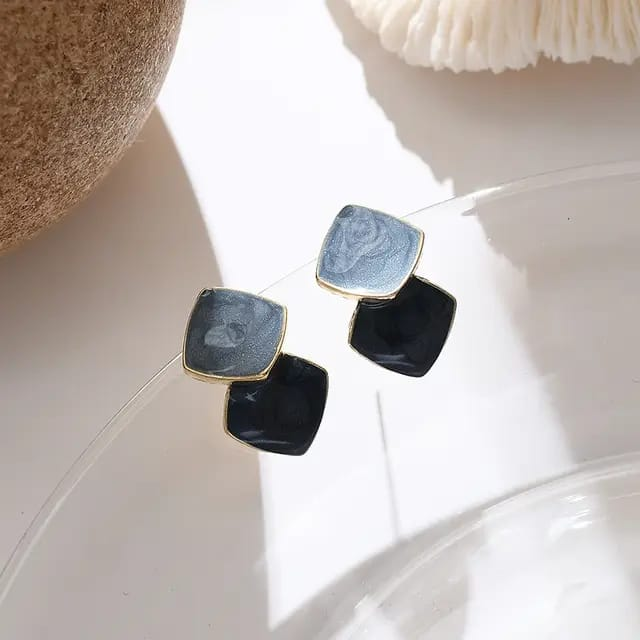 Midnight Marble Duo Studs.
