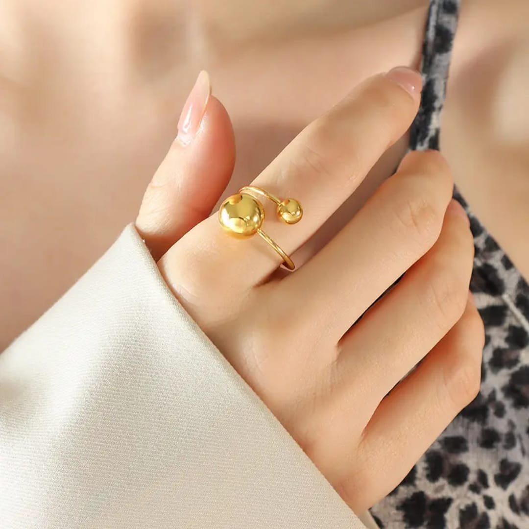 Golden Orbit Statement Ring