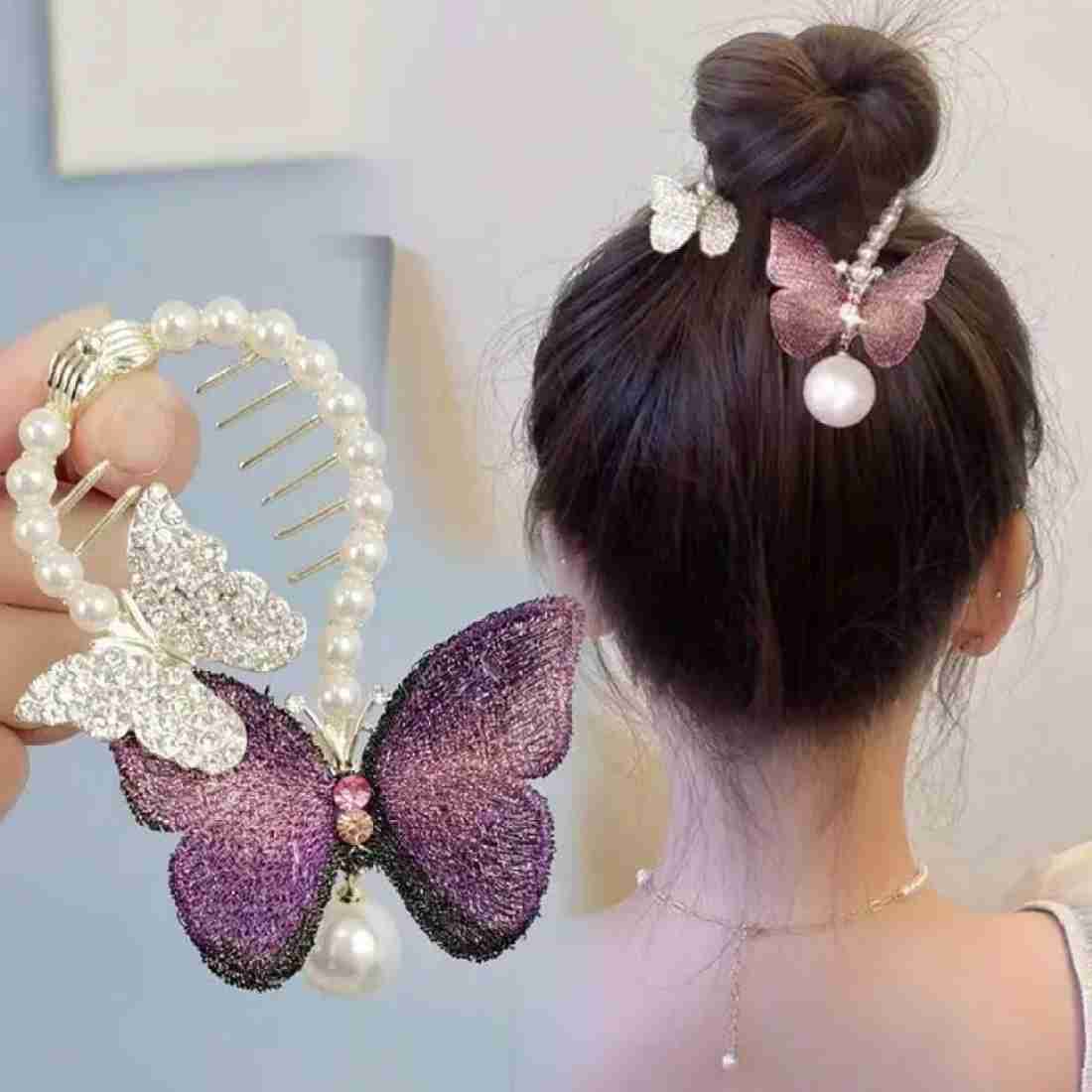 Twilight Butterfly Pearl Hair Comb Clip