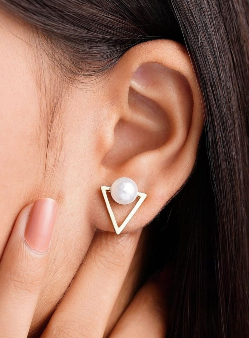 GeoPearl Minimalist Stud Earrings