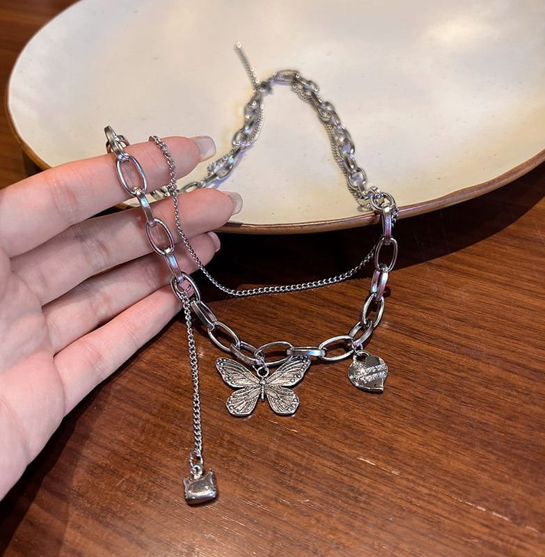 Luna Layers Butterfly Necklace – Multi-Chain Statement Piece