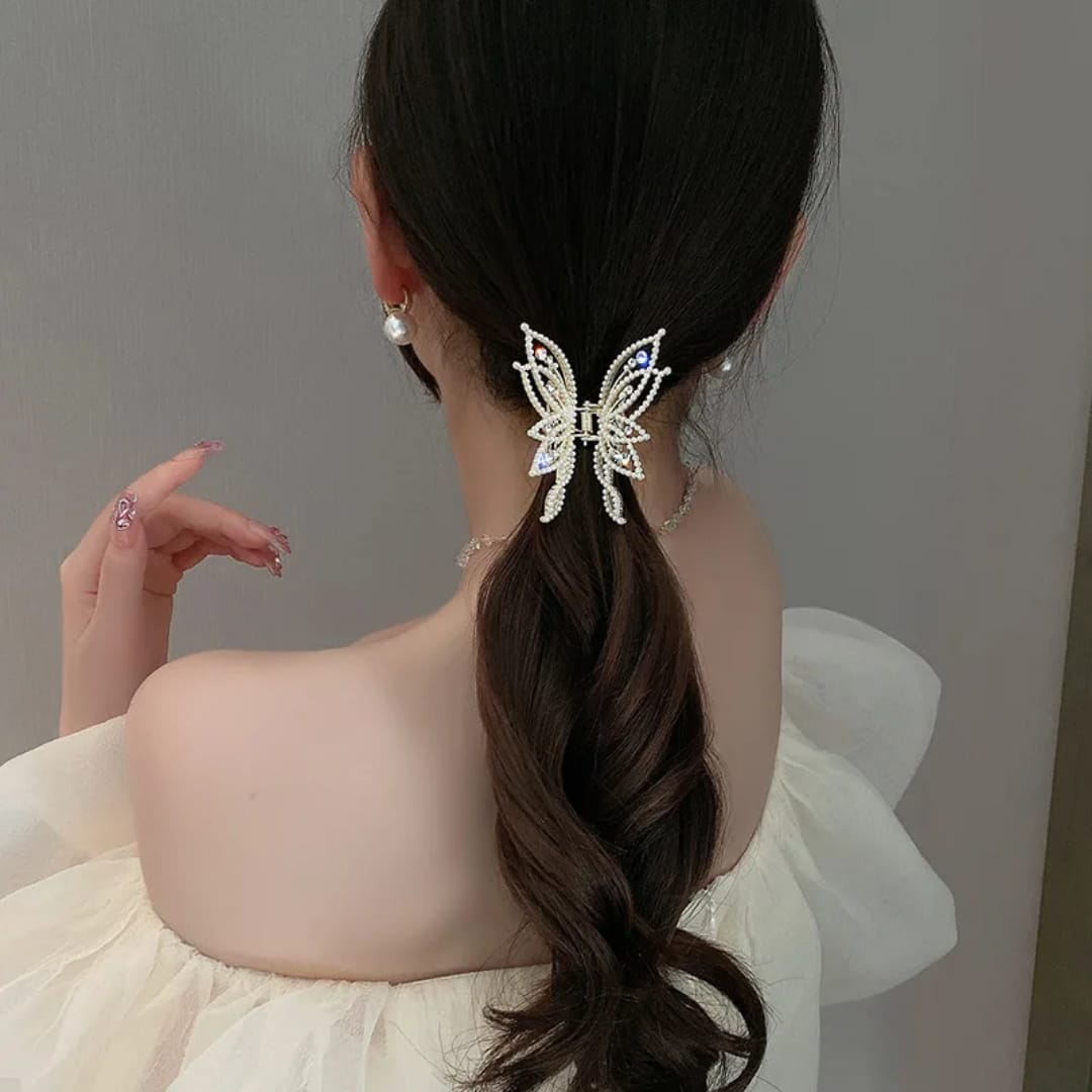 Celestial Butterfly Pearl Hair Claw