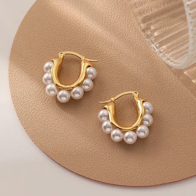 Lustrous Halo Pearl Hoops