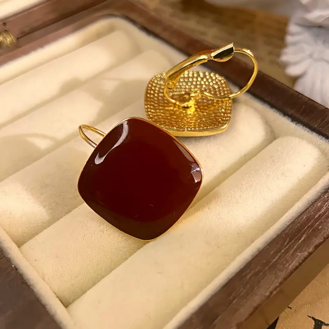 Midnight Gloss Square Drop Earrings