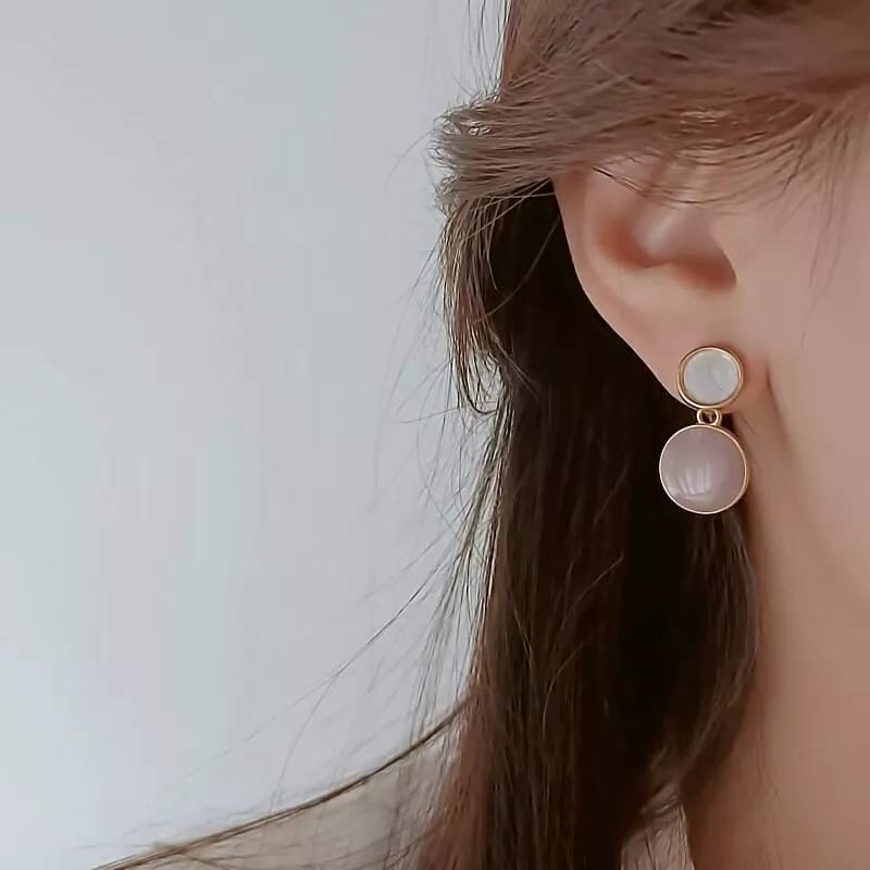 Blush Glow Dual-Tone Drop Earrings