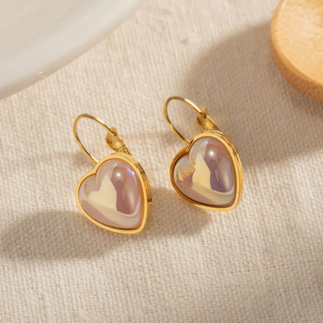 Lustrous Love Heart Drop Earrings