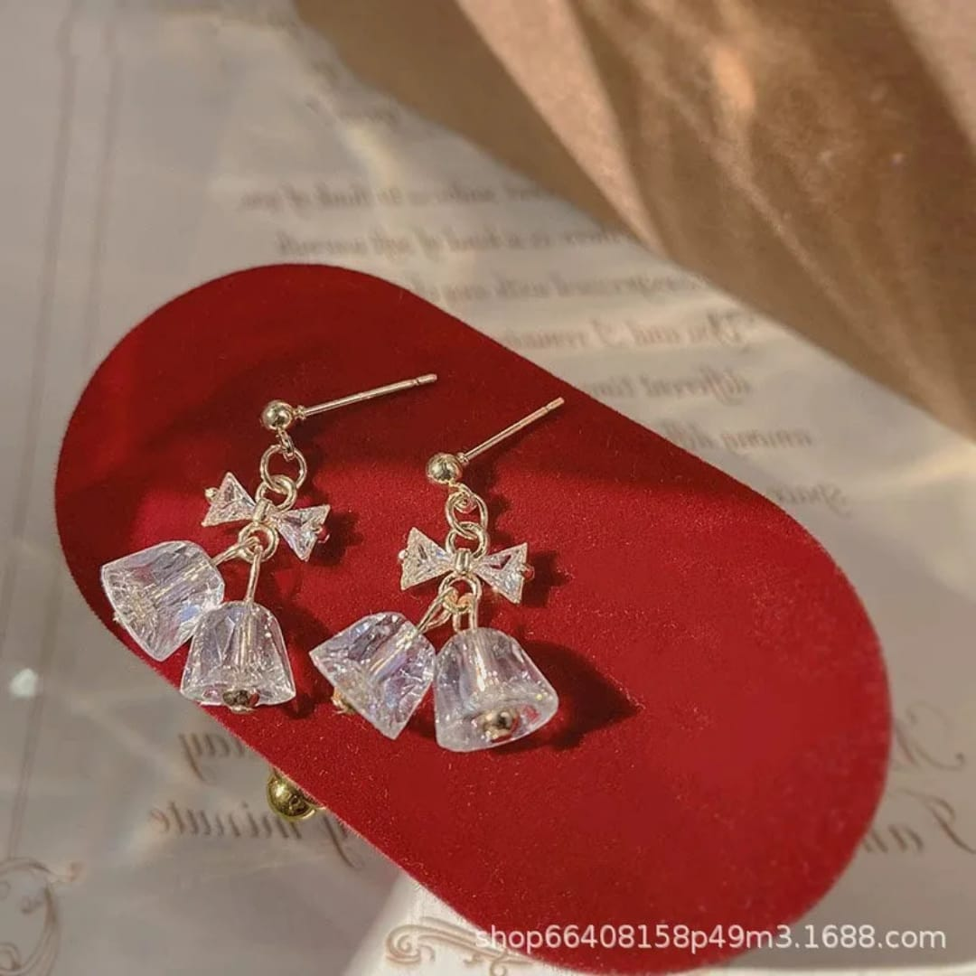 Crystal Bell Charm Earrings