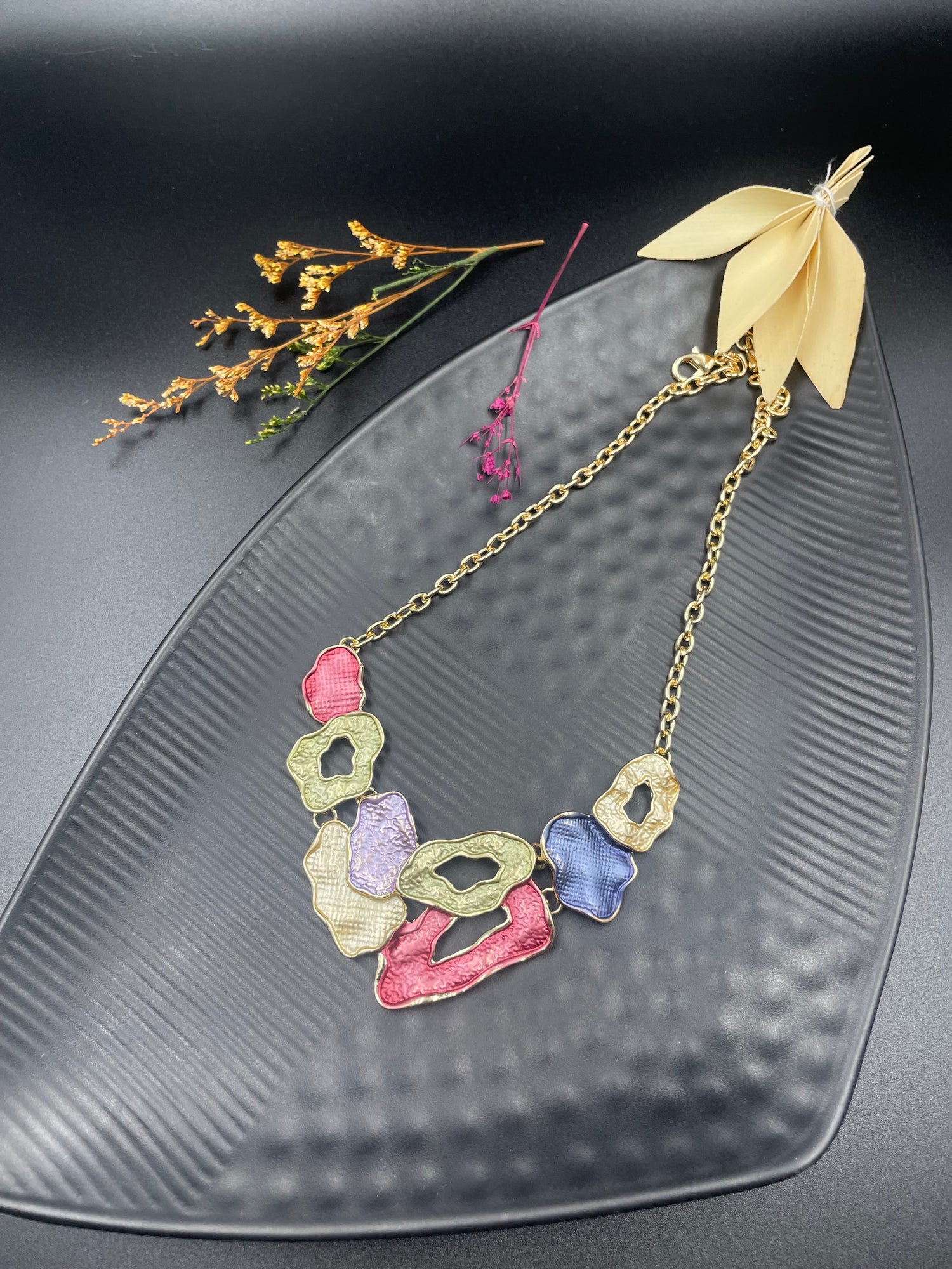 Abstract Bloom Multicolor Statement Necklace