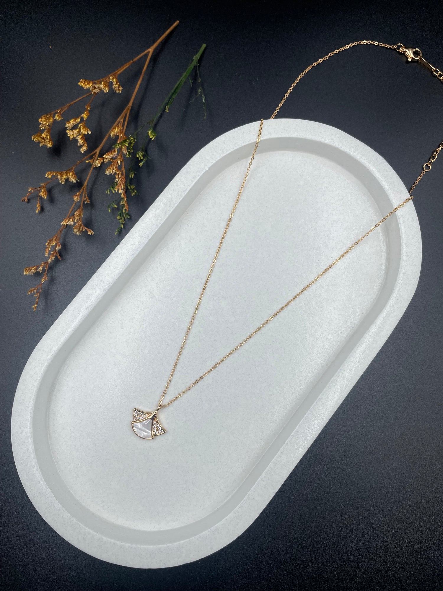 Golden Ginkgo Harmony Pendant Necklace