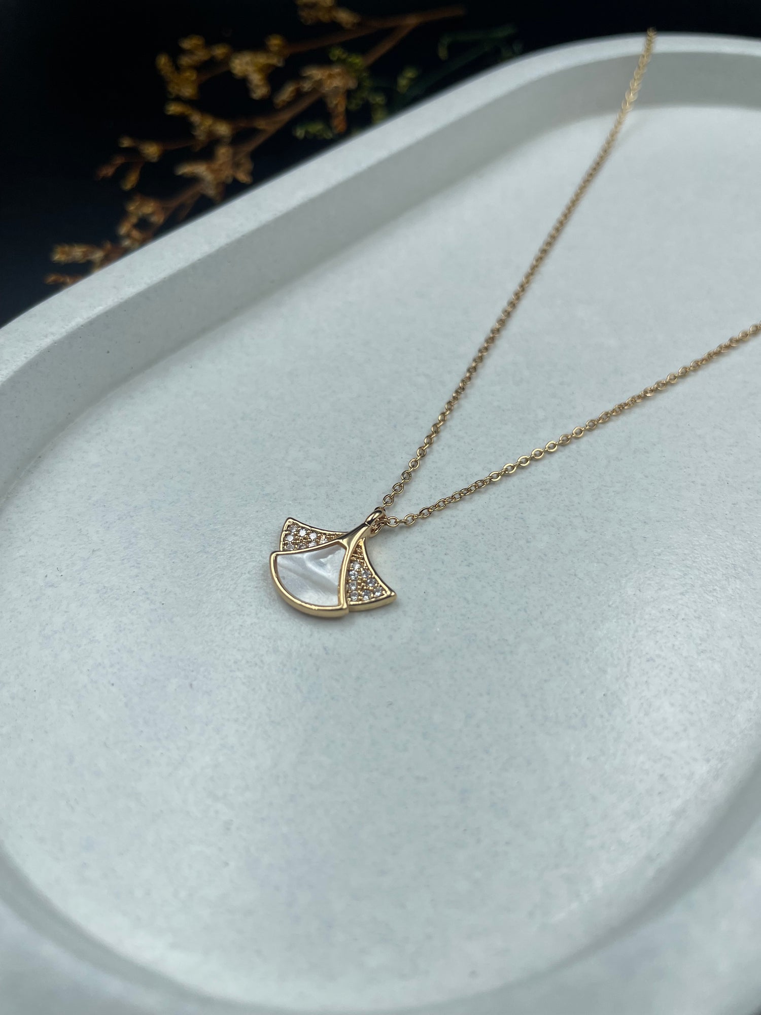 Golden Ginkgo Harmony Pendant Necklace