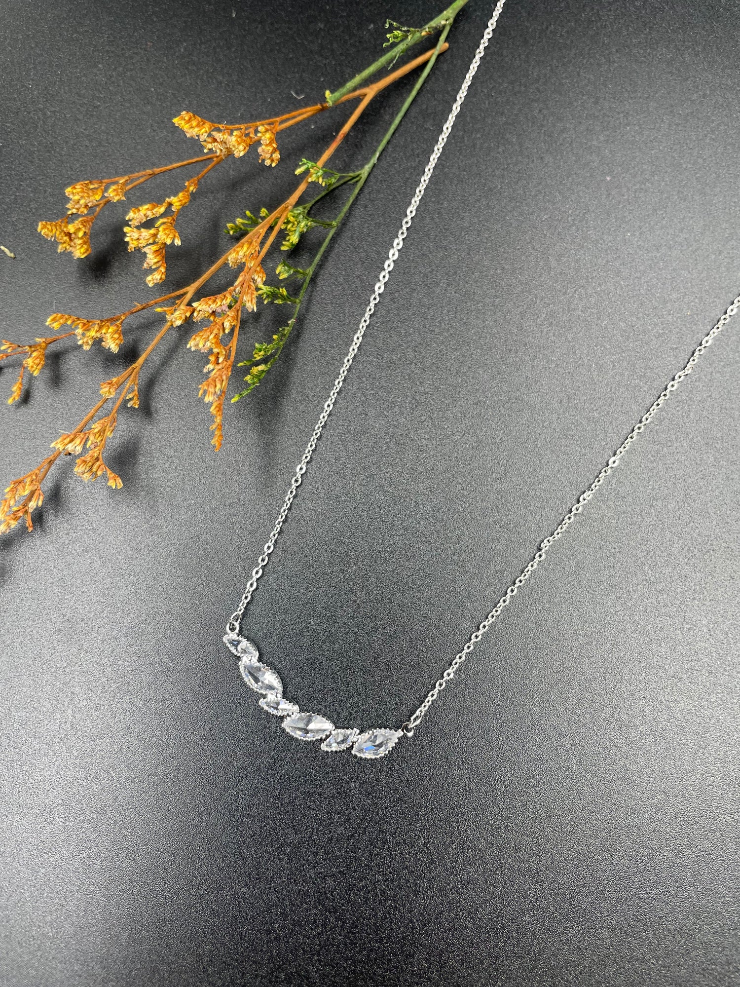 Silver Radiance Marquise Stone Necklace