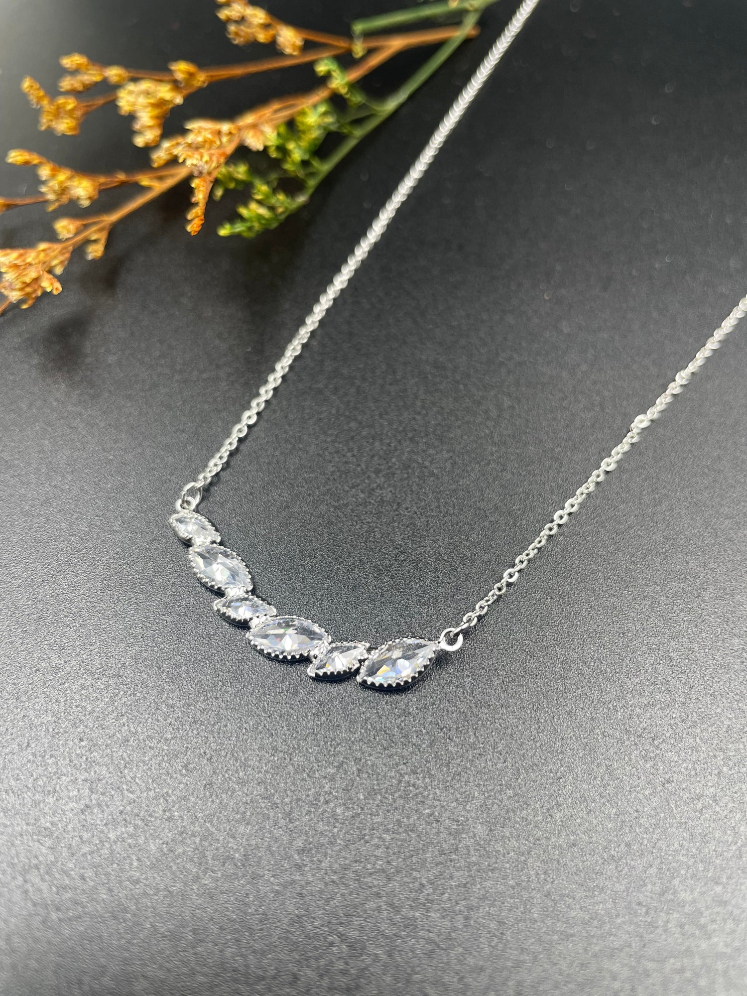 Silver Radiance Marquise Stone Necklace