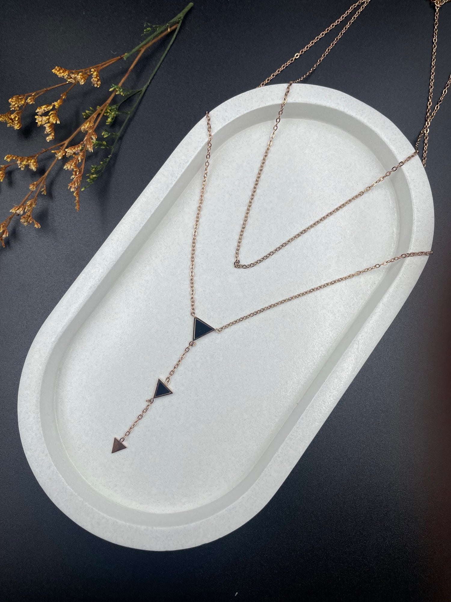 Geometric Muse – Layered Triangle Necklace Set